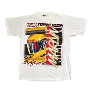 Vintage 90s Sterling Marlin NASCAR Kodak Racing AOP Tultex T Shirt Mens XL